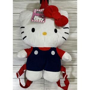 Hello Kitty Plush Backpack 14 In With Zipper 7‎ in Pocket Adjustable Straps
